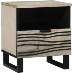 Bedside Cabinet Table Solid Acacia Wood Bedroom Drawers Shelving - thumbnail 1
