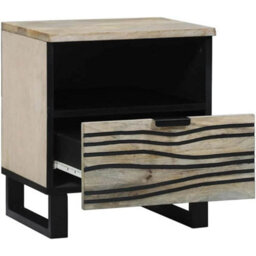 Bedside Cabinet Table Solid Acacia Wood Bedroom Drawers Shelving - thumbnail 3