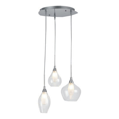 Luminosa Lighting Luminosa Skyline 3 Light Cluster Pendant Ceiling Light Transparent 35X22.5Cm