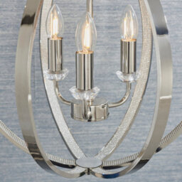 Anson Lighting Torlea 3Lt Pendant Light Finished In Bright Nickel Plate And Clear Faceted Acrylic - thumbnail 4