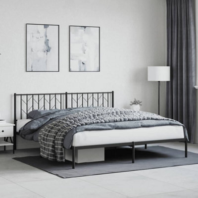 Berkfield Metal Bed Frame Without Mattress With Headboard Black 180X200Cm - image 1