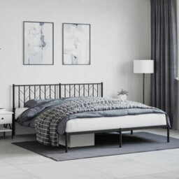 Berkfield Metal Bed Frame Without Mattress With Headboard Black 180X200Cm - thumbnail 1