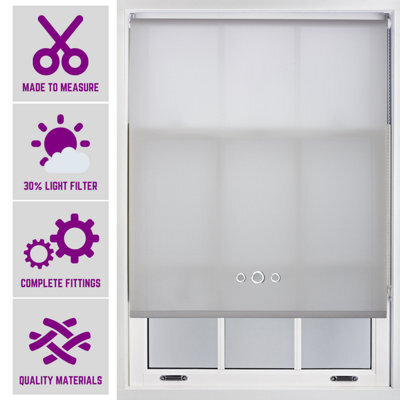 Furnished Made To Order Daylight Roller Blind - Grey With Triple Round Eyelet (W)60Cm X (L)165Cm - image 1
