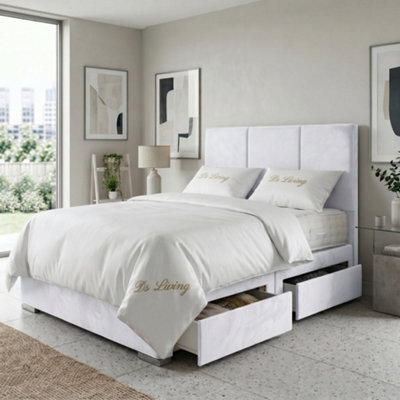 DS Living Whitehall Upholstered White Divan Bed Frame - Divan Bed Frame - image 1