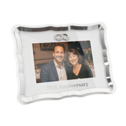 Happy Homewares Modern 25Th Anniversary Picture Frame In Silver Plating With Rings - thumbnail 2