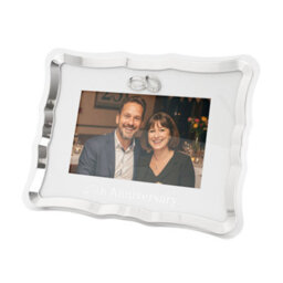 Happy Homewares Modern 25Th Anniversary Picture Frame In Silver Plating With Rings - thumbnail 3