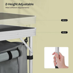 Picnic Table Camping Folding Portable Dining Storage Garden Outdoor Black - thumbnail 2