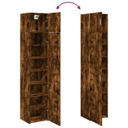 Berkfield Slim Storage Cabinet Smoked Oak 45X42.5X225 Cm Engineered Wood - thumbnail 9