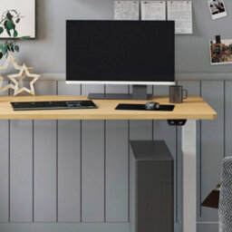 Dellonda Single Motor Height Adjustable Electric Sit & Stand Office Desk - Oak - thumbnail 5