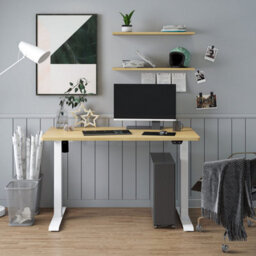 Dellonda Single Motor Height Adjustable Electric Sit & Stand Office Desk - Oak - thumbnail 6