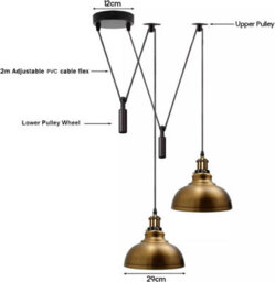 2 Head Lamp Ceiling Pendant Light Adjustable Cord Shade - thumbnail 6