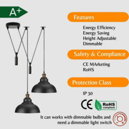 2 Head Lamp Ceiling Pendant Light Adjustable Cord Shade - thumbnail 7