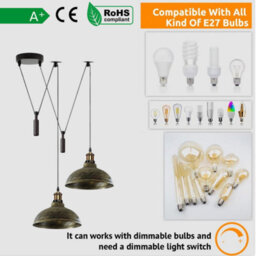 2 Head Lamp Ceiling Pendant Light Adjustable Cord Shade - thumbnail 8