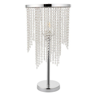 Pagazzi Lighting Pagazzi Rain 1 Light Polished Chrome 52Cm Table Light With Clear Glass Droplets - image 1