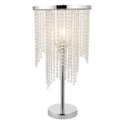 Pagazzi Lighting Pagazzi Rain 1 Light Polished Chrome 52Cm Table Light With Clear Glass Droplets - thumbnail 2