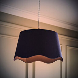 Valuelights Mabel Large Navy Scallop Edge Linen Lamp Shade And Bulb (D)45Cm - thumbnail 3
