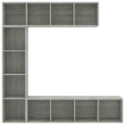 Berkfield 3 Piece Book/tv Cabinet Set Concrete Grey 180X30X180 Cm - thumbnail 4