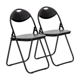 Harbour Housewares Harbour Housewares Padded Folding Chairs - 44Cm - Black/black - Pack Of 2 - thumbnail 1