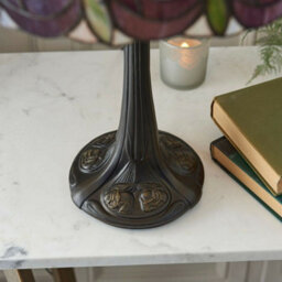 Tiffany Glass Table Lamp Light Dark Bronze & Mackintosh Red Rose Shade I00205 - thumbnail 4