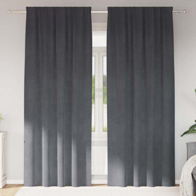 Berkfield Blackout Curtains With Top Tape 2 Pcs Super Light Grey Velvet - image 1