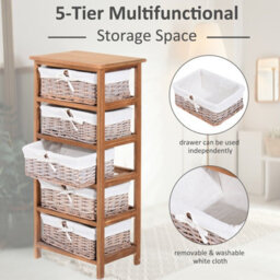 Wyld Haus Yorila 5-Drawer Tall Dresser With Natural Wicker Baskets, 40L X 29W X 90H Cm - thumbnail 4