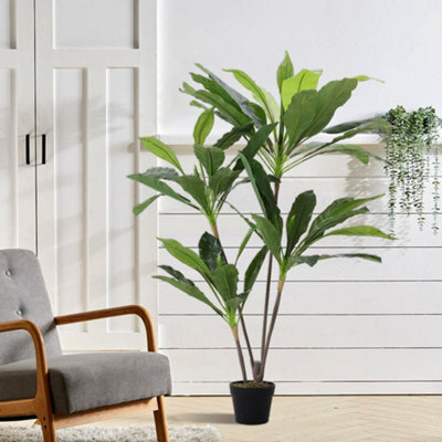Living And Home 4 Trunk Artificial Asplenium Nidus Tree Fake Plant Indoor Plant In Black Pot 125 Cm - image 1