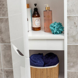 Plum&clay Eden Gloss White Wall Mounted Tall Bathroom Storage Unit Left Hand Hinge - thumbnail 4