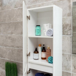 Plum&clay Eden Gloss White Wall Mounted Tall Bathroom Storage Unit Left Hand Hinge - thumbnail 3