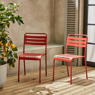 Sweeek - Set Of 2 Stackable Steel Garden Chairs Terracotta 59.5X59.5X72.5 Cm - Amelia - image 1