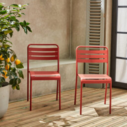 Sweeek - Pair Of Steel And Stackable Garden Chairs Amelia Terracotta 44X52X79 Cm - thumbnail 4