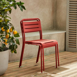 Sweeek - Pair Of Steel And Stackable Garden Chairs Amelia Terracotta 44X52X79 Cm - thumbnail 5