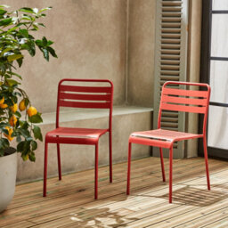 Sweeek - Pair Of Steel And Stackable Garden Chairs Amelia Terracotta 44X52X79 Cm - thumbnail 3