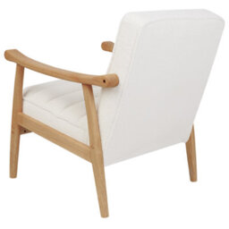Wyld And Coco White Bouclé Armchair With Rubberwood Frame And Armrests, Retro Living Room Chair, W62 X D74 X H79Cm - thumbnail 6