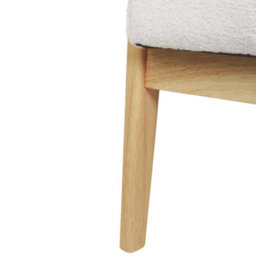Wyld And Coco White Bouclé Armchair With Rubberwood Frame And Armrests, Retro Living Room Chair, W62 X D74 X H79Cm - thumbnail 8