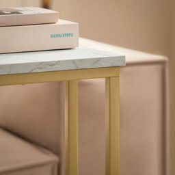 Sobuy Fbt87-G, Side Table End Table Coffee Tea Table, Bed Sofa Side Table Laptop Table, Gold,multicolour,w48Xd30Xh61 - thumbnail 6