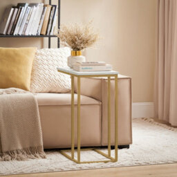 Sobuy Fbt87-G, Side Table End Table Coffee Tea Table, Bed Sofa Side Table Laptop Table, Gold,multicolour,w48Xd30Xh61 - thumbnail 2