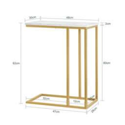 Sobuy Fbt87-G, Side Table End Table Coffee Tea Table, Bed Sofa Side Table Laptop Table, Gold,multicolour,w48Xd30Xh61 - thumbnail 3