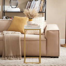 Sobuy Fbt87-G, Side Table End Table Coffee Tea Table, Bed Sofa Side Table Laptop Table, Gold,multicolour,w48Xd30Xh61 - thumbnail 9