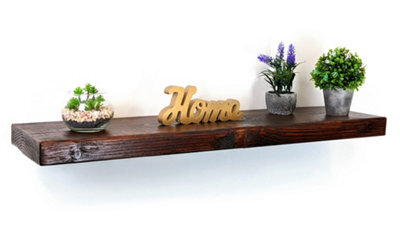 "Moderix Wooden Reclaimed Floating Shelf 6"" 140mm - Colour Walnut - Length 150Cm" - image 1