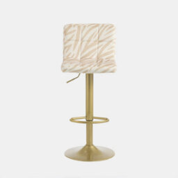 Ohs 2 X Zebra Print Velvet Adjustable Bar Stool Swivel Seat Kitchen Chair - Neutral/gold - thumbnail 2