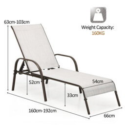 Costway Patio Chaise Lounge Chair Outdoor Adjustable Folding Recliner-Grey - thumbnail 3
