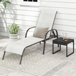 Costway Patio Chaise Lounge Chair Outdoor Adjustable Folding Recliner-Grey - thumbnail 1