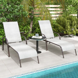 Costway Patio Chaise Lounge Chair Outdoor Adjustable Folding Recliner-Grey - thumbnail 6