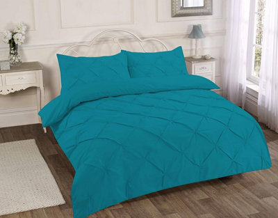Homes & Linen Pintuck Pinch Pleated Alexandra Duvet Cover Set Easy Care Polycotton Bedding Set