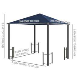 Outsunny 3X3(M) Hardtop Gazebo With Polycarbonate Roof, Netting And Curtains - thumbnail 3