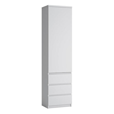 Furniture To Go Fribo Tall Narrow 1 Door 3 Drawer Cupboard In White - image 1
