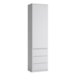 Furniture To Go Fribo Tall Narrow 1 Door 3 Drawer Cupboard In White