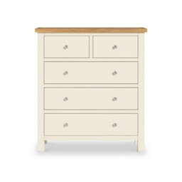 Farro Cream Xl 2 Over 3 Chest Of Drawers Fully Assembled - Painted With Oak Top By Roseland Furniture - thumbnail 4