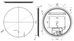 Affine Round Led Mirror Bathroom Backlit Touch Demister Pad Mains Powered 800X800mm - thumbnail 3