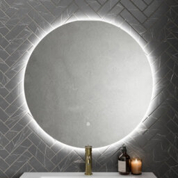 Affine Round Led Mirror Bathroom Backlit Touch Demister Pad Mains Powered 800X800mm - thumbnail 1